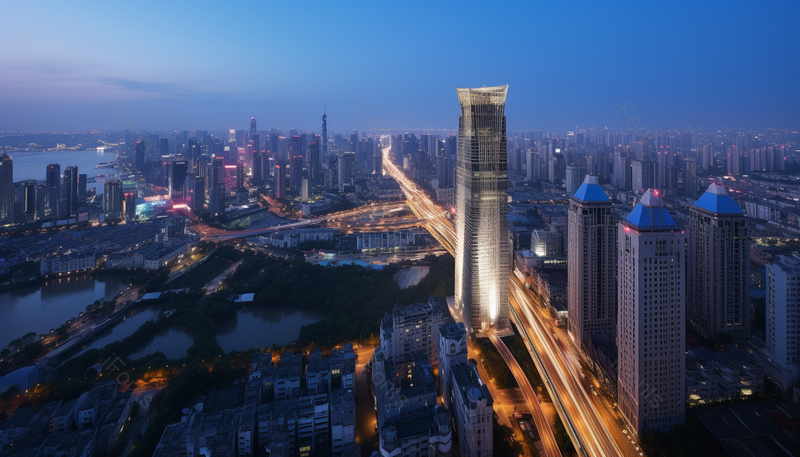 暮色中的上海新静安CBD,高清,摄影图,摄影图片,图片大全,摄影图免费下载
